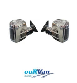 CLEARVIEW TOWING MIRRORS (ELECTRIC; CHROME; INDICATORS) FOR A MITSUBISHI PAJERO (2001 - CURRENT)